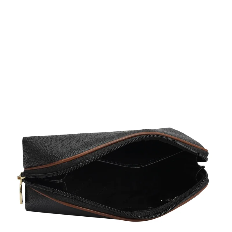 Da Milano Black Wax Leather Multi Pouch - Black  | Best Price UAE